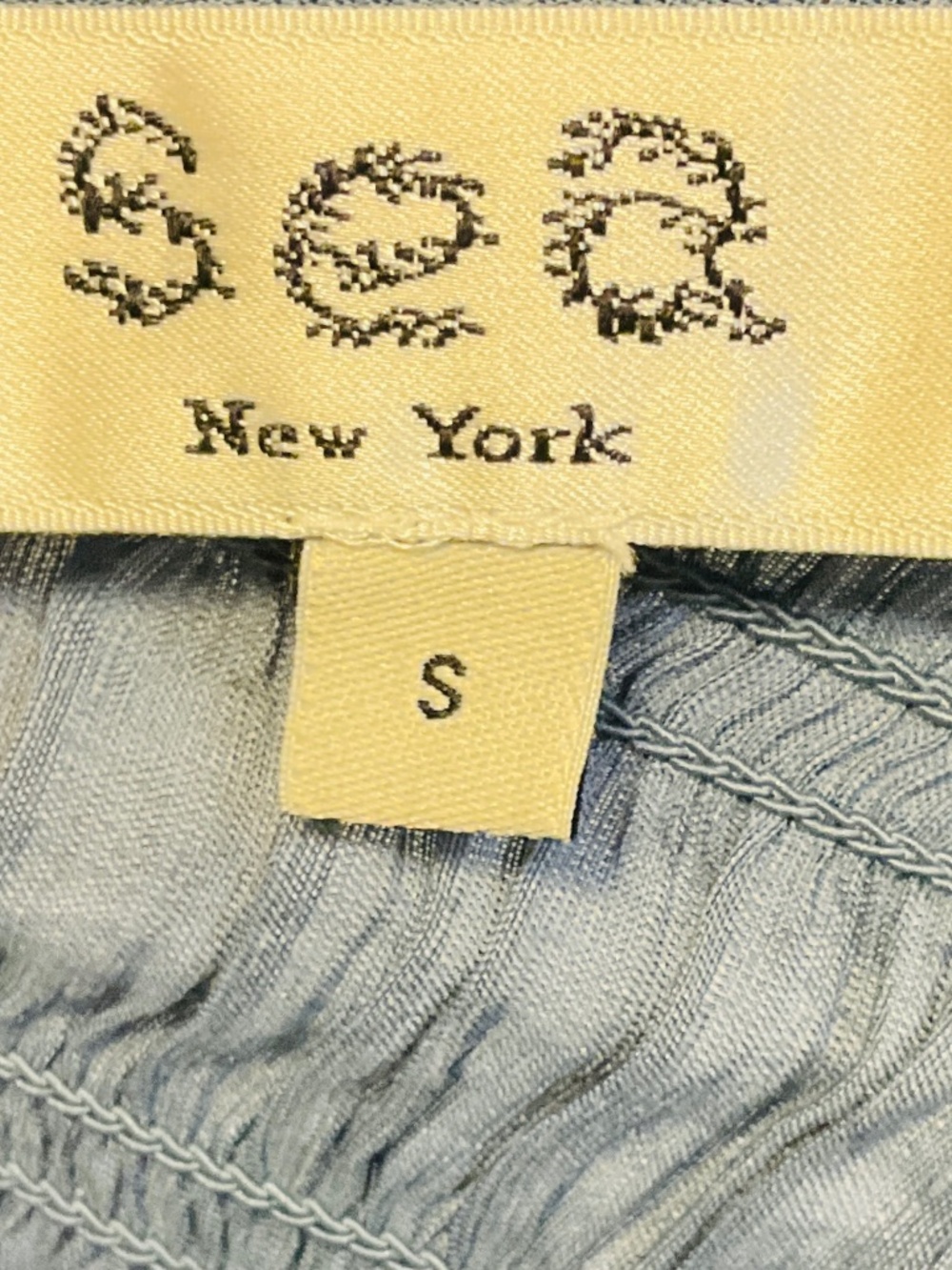SEA NEW YORK SLATE BLUE SHORT SLEEVED SMOCKED MAXI DRESS - Picture 4 of 5